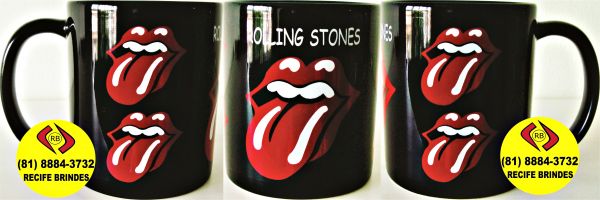 Caneca toda preta dos Rolling Stones